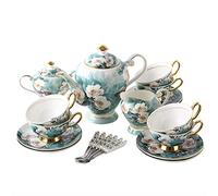 21 Pieces British Porcelain Tea Sets, Vintage Flowers Bone China Coffee Set, Afternoon Wedding Service for Adults