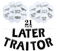 21 Pieces Last Day Office Party Supplies Traitor Banner Coworker Going Away Balloons for Going Away Farewell Retirement Job Change Relocation Quitting Party Decoration (Black)
