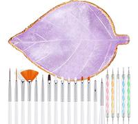 21 Pieces Nail Art Tools Kit, Resin Nail Art Palette Leaf Shape Mixing Palette and 20 Pieces Nail Art Design Brushes Golden Edge Resin Nail Holder Nail Gel Polish Colours Mixing Pallet ()