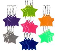 21 Pieces Star Reflective Sheets, Safety Reflective Tape Pendants, Reflective Key Chains, Kids Reflective Tape Pendants, Suitable for School Bags, Backpacks, Cycling, Hiking, Running