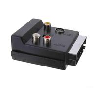 21 Pin SCART to 3 for RCA S-Video Adapter with Input Output Switch, Nickel Plated Contacts for DVD Recorder Projector TV, Black+++