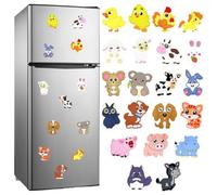21 PSC Fridge Magnets for Kids, Cute Farm Animals Fridge Magnet for Toddlers, Full Back Magnetic Rubber Cute Animals Refrigerator Magnets, Montessori Educational Fridge Magnets