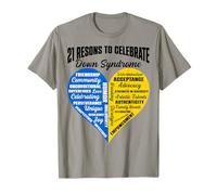 21 Reasons to Celebrate Down Syndrome Yellow & Blue Heart T-Shirt