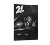 21 Savage Out The Window Print Album Cover Signed Limited , Music Album Cover ,Pop Hip Hop Rap Singer Star Music Poster Aesthetic Canvas Wall Art for Girl And Boy Teens Dorm Decor 24x36inch(60x90cm) F