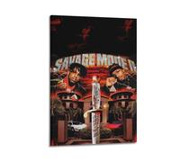 21 Savage X Metro Boomin Savage Mode II Diamond Blade Print Album Cover Signed Limited , Music Album Cover ,Pop Hip Hop Rap Singer Star Music Poster Aesthetic Canvas Wall Art for Girl And Boy Teens Do