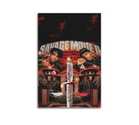 21 Savage X Metro Boomin Savage Mode II Diamond Blade Print Album Cover Signed Limited , Music Album Cover ,Pop Hip Hop Rap Singer Star Music Poster Aesthetic Canvas Wall Art for Girl And Boy Teens Do