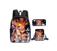 (21) School Children Anime Naruto Backpack for Boys Students 3 Pcs Set School Bag Shoulder Bag Pencil Case Naruto Uzumaki Travel