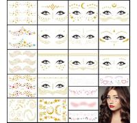 21 Sheets Women Glitter Freckles Face Tattoo Glitter Tattoos Kit Face Temporary Tattoos Stickers,for Women Girls Face Decoration Festival Makeup Accessories