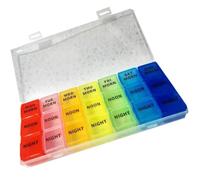 21 Slot Weekly Pill Organizer for Medicines and Vitamins, Plastic | Seven Day Storage with Detachable Case, Compact Daily Compartments, Simple Routine Aid