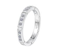 21-Stone Full Eternity Moissanite Ring Wedding Ring: 52.5pt GRA Certified Engagement Band for Women, 925 Silver Platinum Plated(10, 52.5pt)