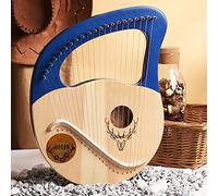 21 Strings Lyre Harp, Mahogany Lye Harp with Durable Gig Bag and Tuning Wrench, Musical Instrument for Adult/Kids (Blue Medium)