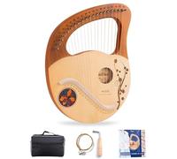 21 Strings Lyre Harp, Solid Wood Mahogany, String Musical Instrument with Tuning Wrench Carry Bag Extra String Set and Music Book