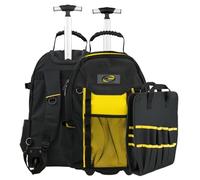 21" Tool Backpack Bag With Wheels - ProStor Rolling Tool Backpack Tool Bag - Heavy-Duty Tool Bag - Weatherproof, Detachable Organiser, Telescopic Handle - UK Design Electrician & Construction Backpack
