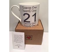 21 Twenty One Fine Bone China Birthday Mug in Gift Box - Handmade in Stoke on Trent, England