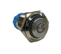 21) Weatherproof 16mm Metal Momentary Button Switch, Power Symbol, IP66 Rated (red)