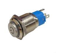21) Weatherproof 16mm Metal Momentary Button Switch, Power Symbol, IP66 Rated (white)