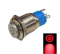 21) Weatherproof 16mm Metal Momentary Button Switch, Power Symbol, IP66 Rated (yellow)