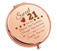 21 Year Old Birthday Gifts for Daughter Sister Niece Teens Compact Pocket Mirror 21st Birthday Gifts Happy 21st Birthday Party Gift 21 Year Old Girls Gifts Born in 2003 Gifts Folding Makeup Mirror