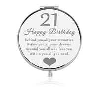 21 Year Old Birthday Gifts for Her 21st Motivational Gifts for Women Compact Pocket Makeup Mirror for Sister Niece Friend 21st Birthday Gifts Ideas for Women Stainless Steel Mirror Double Side Mirror