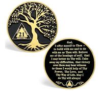 21 Year Sobriety Coins, Tree of Life 21 Years AA Coins - AA Sobriety Chips Recovery Medallions Sober Tokens for Alcoholics Anonymous Recovery Sober Gifts for Men Women