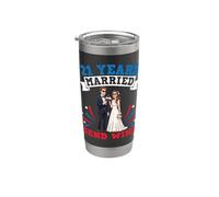21 Years Married Send Wine 21st Wedding Anniversary Couple Stainless Steel Insulated Tumbler