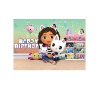(210*150cm/82.68*59.06in) Theme Dollhouse Gabbys Birthday Backdrop Banner Background Decoration Cartoon