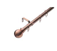 (210 - 320 cm, Antique Copper (Ball Finial)) Lister Cartwright 28mm Antique Copper Adjustable Telescopic Extendable Metal Curtain Pole Set Rings with Finial Voile Easy fit to Outdoor, Bedroom, Li