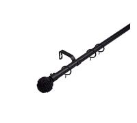 (210 - 360 cm, Black (Knotted Finials)) Lister Cartwright 19 mm Extendable Metal Curtain Poles Rods Voile Easy Fitting Black, Silver, Gold & White Colours