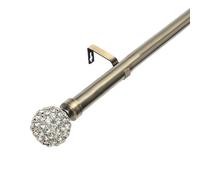 (210 - 400 cm, Antique Brass (Diamante Ball Finial)) Lister Cartwright 28mm Antique Brass Adjustable Extendable Metal Curtain Pole Set with Finial