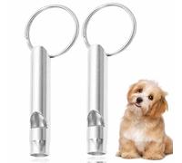210.5 Dog Whistle 2 Pcs - High Pitch Dog Training Whistle for Recall, Stop Barking & Pet Behavior Control - Metal Keychain for Most Breeds (Silver)