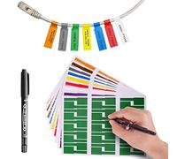 210 Colorful Cable Labels with Dual Tip Marker, Cord Labels Can Write On, Self Adhesive Wire Labels Printable A4 Sheet for Laser Printer and Handwriting Cable Organize