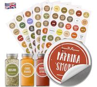 210 Colour-Coded Spice Labels, Waterproof Oil-Resistant Round 38 mm Preprinted Stickers for Spice Jars; Bonus: Free Printable Custom Labels; Kitchen Organization