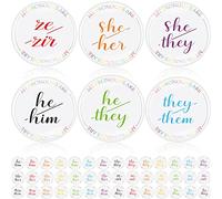 210 Pcs Pronoun Pins Pronoun Badges Pins Pride Bulk Multiple Colors She Her He Him They Them Pronoun Pin Nonbinary Pin Gender Identity Pins for Shirts Clothes LGBTQ Accessories (2 Pronouns)