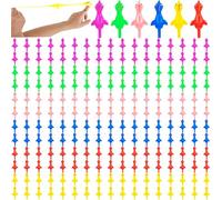 210 Pcs Slingshot Chicken Finger Toys Rubber Chicken Mini Screaming Chicken Slingshot Catapult for Kids Stretch and Relax Game Christmas Easter New Year Goodie Bag Stuffers, 6 Colors