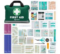 210 Piece Premium First Aid Kit for Car, Home, Travel, Workplace & Outdoors | 210 Piece Travel First Aid Kit in a Water-Resistant Bag, CE & UKCA Compliant Medical Kit with Emergency Blanket & Rain Poncho