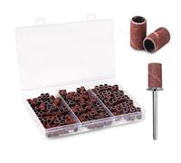 210 Pieces Sanding Bands for Nail Drill Set, 80 120 180 Grit Nail Sanding Bands with 5 mm Mandrel Drill Bit, Small Professional Sand Bands for Acrylic Gel Manicure Pedicure (Brown)