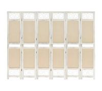 (210 x 165 cm) vidaXL 6-Panel Room Divider Cream Fabric Privacy Folding Screen Multi Sizes