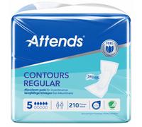 210 x Attends Contours Regular 5 | Adult Form Incontinence Pads | 5 Packs of 42