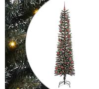 210cm Artificial Christmas Tree, Green PVC, 300 Warm White LED Strip Lights, Foldable Stand, Indoor Outdoor Use, Modern Holiday Decor