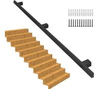 210cm Black IndustrialRailingSturdy WallMounted Handrail Nonslip Grip for Indoor & Outdoor Steps Porch and Terrace Safety