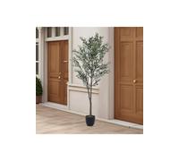 210Cm H Tall Decorative Plant Artificial Olive Tree in Pot Living and Home Green One Size