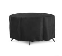 210D Garden Round Table And Chair Cover Set Weatherproof Outdoor Furniture Shield With Cord For Terrace Storm Debris Black 127x58cm(127*58cm)