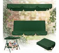 210d Garden Swing Canopy And Seat Cover Set, Heavy Duty Waterproof & Uv Resistant Replacement For 3-Seater Swing, 2-In-1 Outdoor Furniture Protector(Green,195*125*15cm+150*50*10cm)