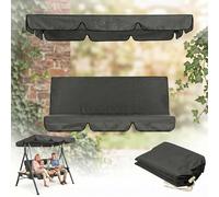 210d Garden Swing Canopy And Seat Cover Set, Heavy Duty Waterproof & Uv Resistant Replacement For 3-Seater Swing, 2-In-1 Outdoor Furniture Protector(grey,195*125*15cm+150*50*10cm)
