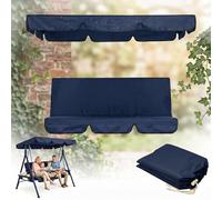 210d Garden Swing Canopy And Seat Cover Set, Heavy Duty Waterproof & Uv Resistant Replacement For 3-Seater Swing, 2-In-1 Outdoor Furniture Protector(Blue,190*132*15cm+150*50*10cm)