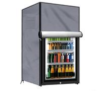 210D Heavy Duty Outdoor Refrigerator Cover Upright Fridge Protector with Elastic Hem Cord Buckle Straps Front Zippers Mesh Air Vents for 3.0 Cubic Freezers Black Grey(Gray 58 * 58 * 142CM)