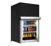 210D Heavy Duty Outdoor Refrigerator Cover Waterproof Upright Fridge Protector with Elastic Hem Cord Buckle Straps Front Zippers Mesh Air Vents for 3.0 Cubic Freezers Black Grey(Black 58*58*142CM)