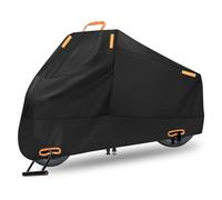 210D Motorcycle Cover, All Season Durable Sunproof Waterproof Scooter Cover with 4 Reflective Tape and Lock-Holes, Fits up to 96" Large Motorcycle