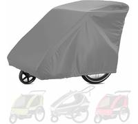 210D Oxford Cloth Bike Trailer Cover PU Coated Waterproof Windproof with Storage Bag and Tightening Drawstring for Easy Use (Gray)