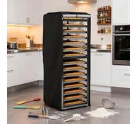 210d Oxford Cloth Bread Rack Cover Having PVC Transparent Window Water-Repellent Ventilated Dust Cover for 20-Layer Baking Tray Racks - 59 X 72 X 163 Cm Black(B)